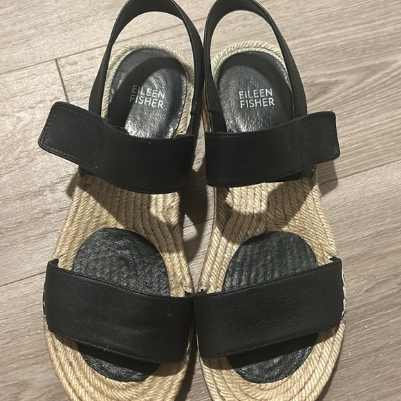 Eileen Fisher Black Espadrilles adjustable strap women’s size 9 - Picture 3 of 9
